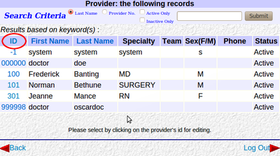 Provider List by ID