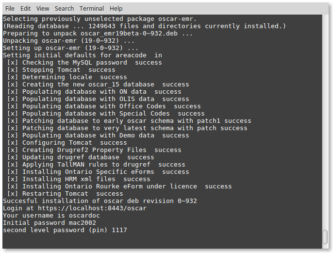 19 terminal install output